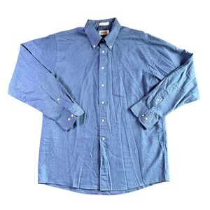 Arrow Dover Mens Blue Button Down Oxford Shirt‎ Long Sleeve Cotton Blend 34/35